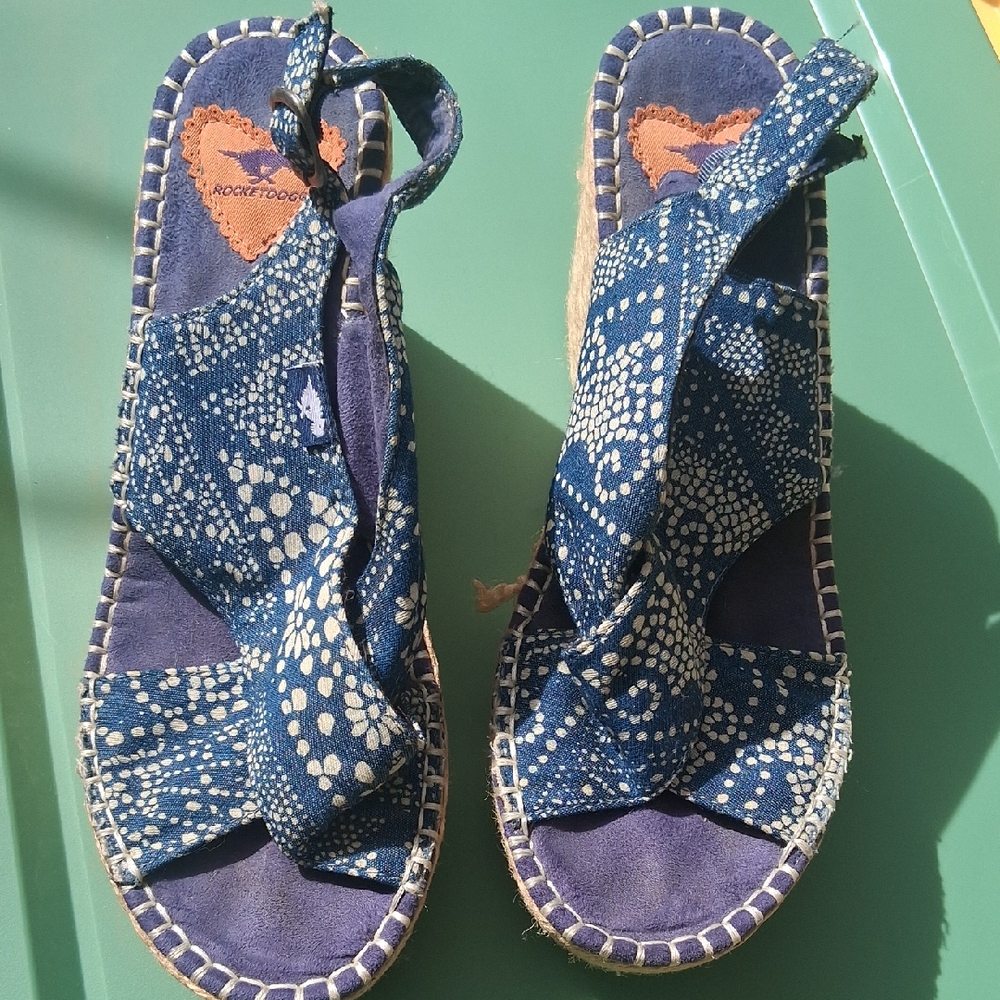 Rocket Dog Navy and White Espadrille Sandals